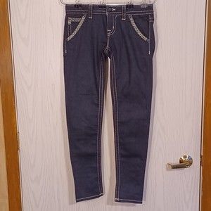 NWOT Miss Me Jeans, Size 27, Black, Bedazzled, 32W x 29L, Skinny, Stretch Denim